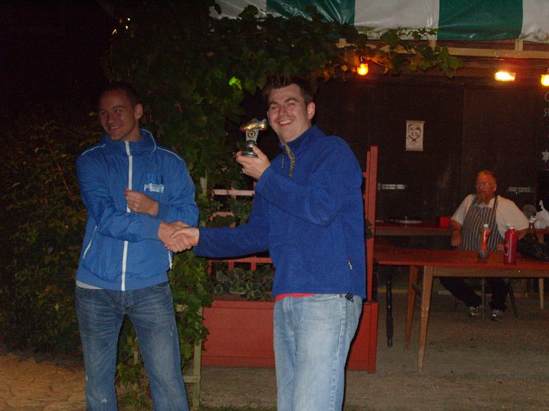 Chris for Tim Most Man of Matches.jpg -  Chris Hoy receiving the Most Man of the Matches trophy on behalf of Tim Jones. 
